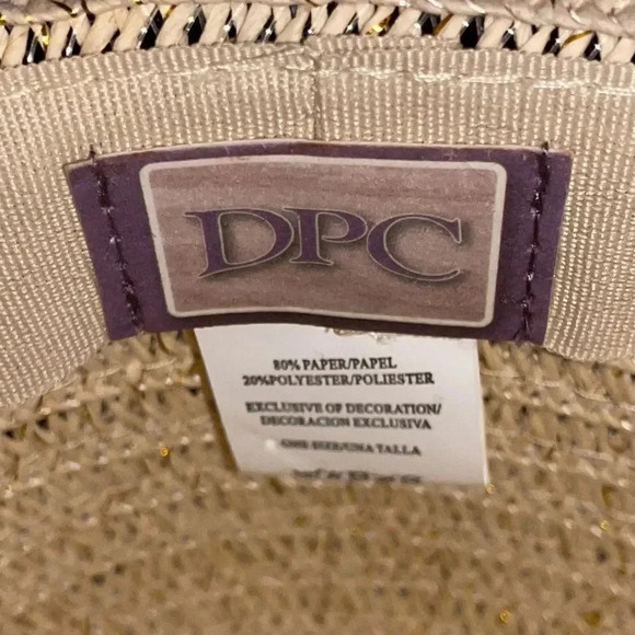 - WIDE BRIM STRAW HAT WITH METALLIC GOLD ALOHA WRITTEN IN SCRIPT - Picture 5 of 9